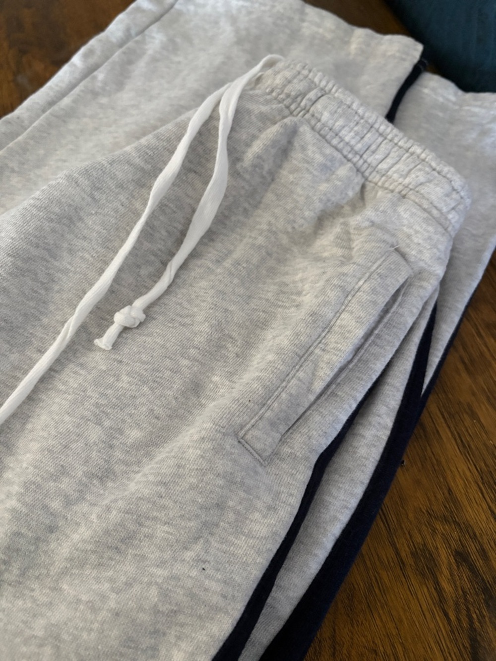 Brandy Melville Light GraySweatpants with Navy Side Stripe - Picture 2 of 3